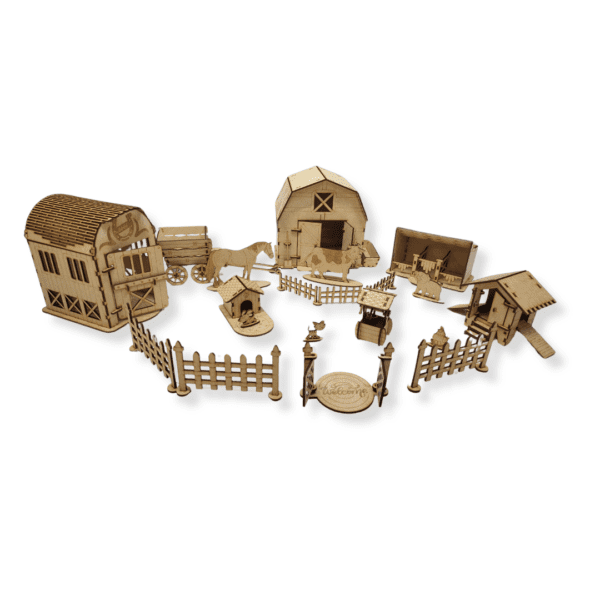 Farm Set 3D Puzzle – Handcrafted Wooden Miniature Barn & Animals - Image 2