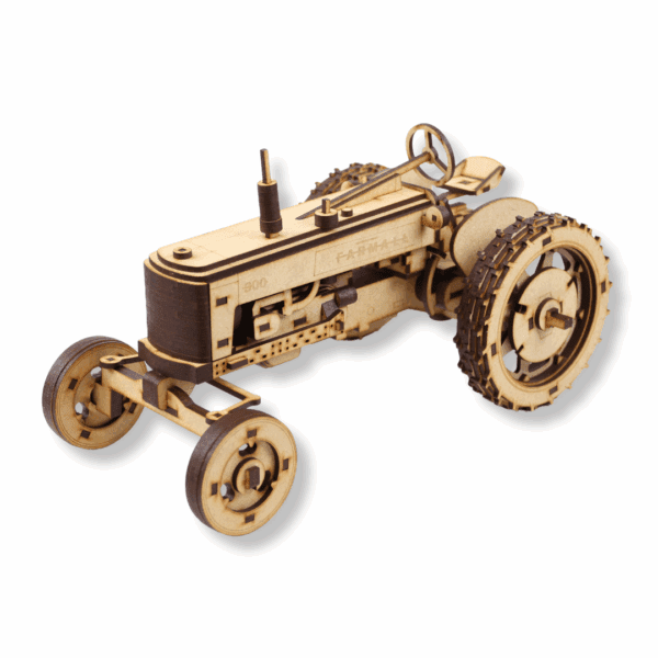 3D Wooden Farm Tractor Puzzle – Laser Cut DIY Craft Kit with Custom Engraving