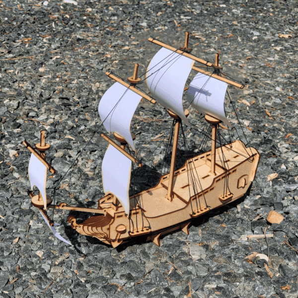 Pirate Ship Puzzle Laser Cut 3D Model DIY Kit - Image 3